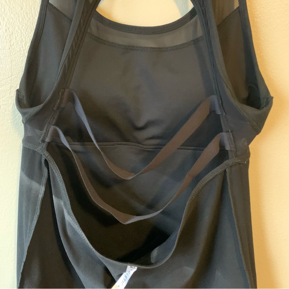 Fabletics Black Strappy Racerback Bodycon Mini Dress with Mesh Inset - Picture 5 of 11